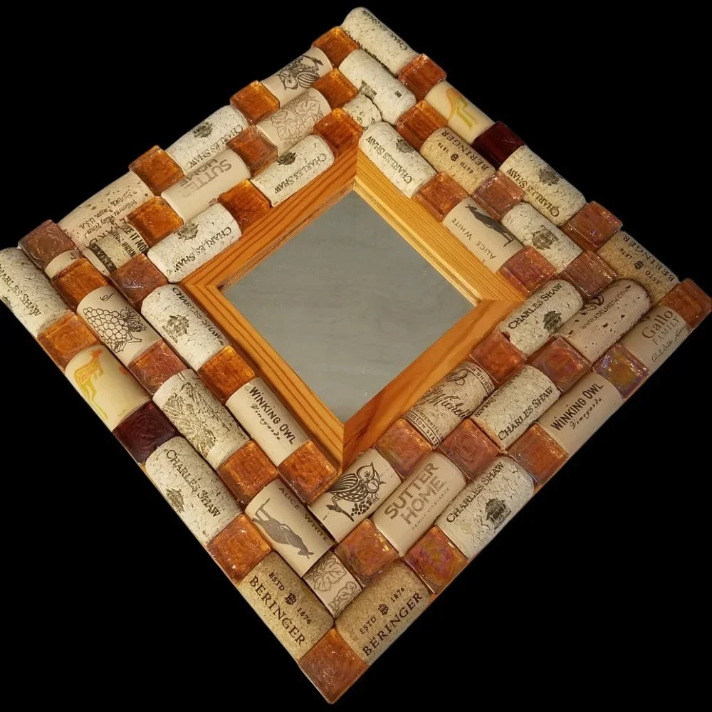 Peach/Orange Cream Glass Cabochons Mirror Decor for your Wall-NWT-Handmade
